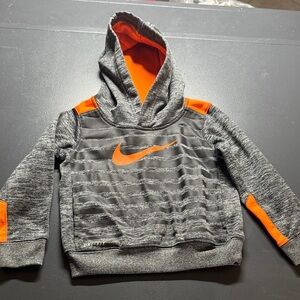 Nike Kids Hoodie in Gray with Orange Accents